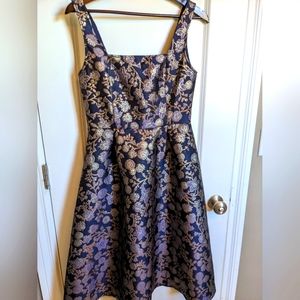NWT Francesca's A-line midi dress, gold detail wedding guest party dress